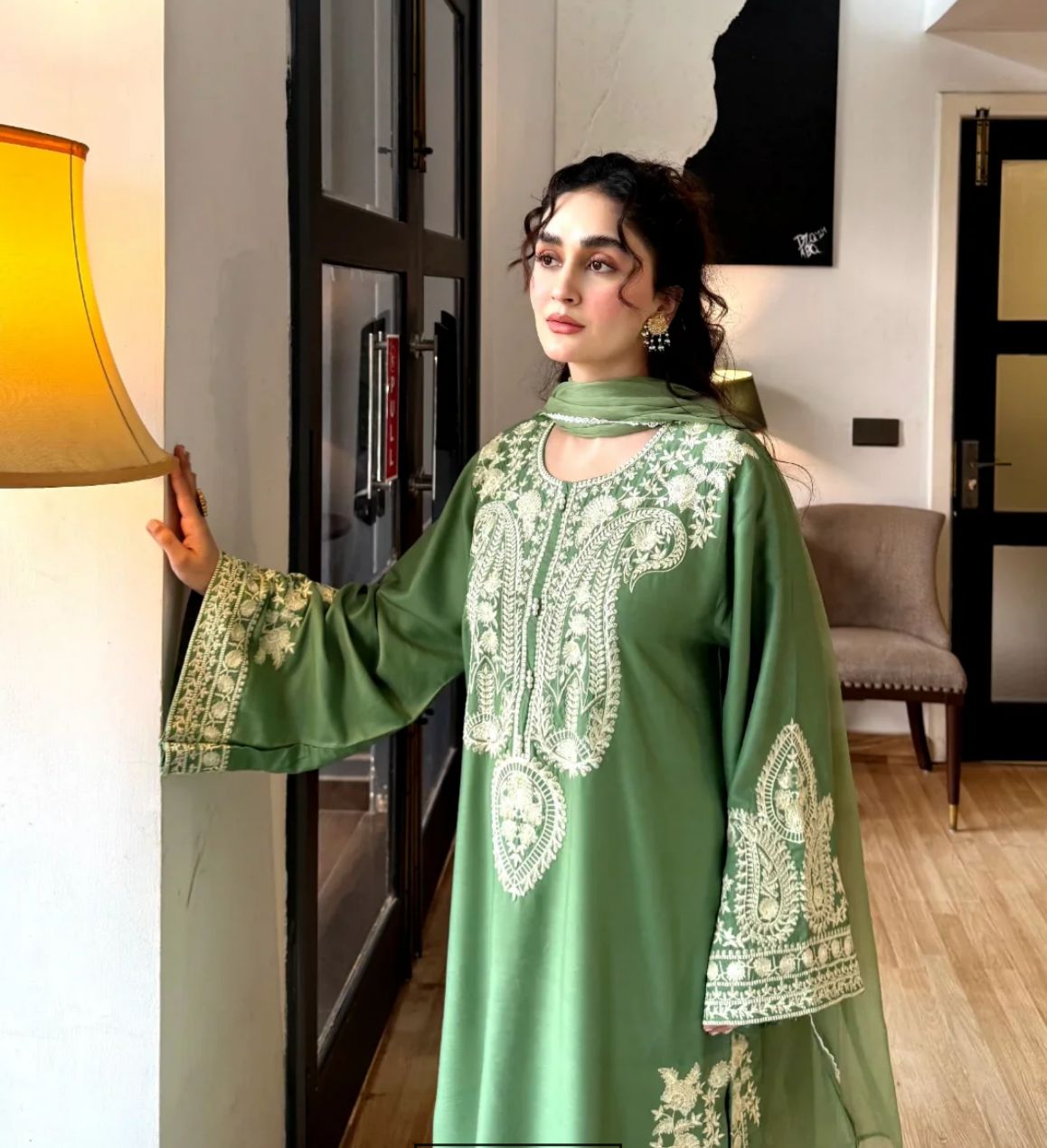Cambric Lawn Embroidered 3PC Suit with Chiffon Dupatta